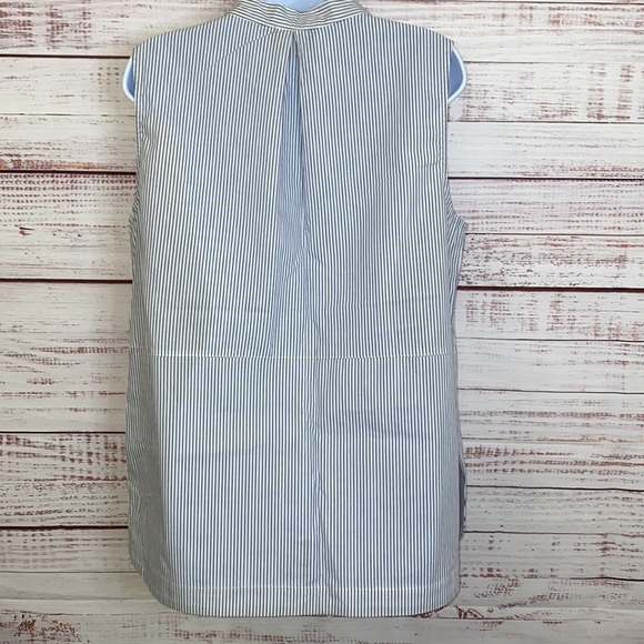 Lumiere white blue stripe Sleeveless Button up Blouse. NWT - Picture 5 of 11